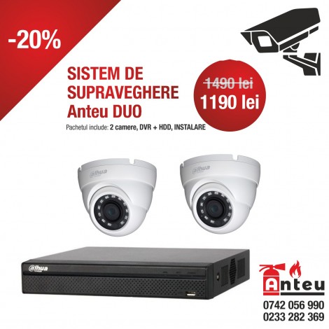 Kit complet 2 camere supraveghere video Full HD